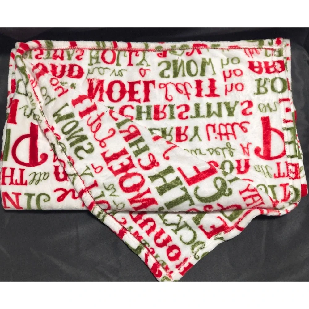 Christmas Velvet Throw, Style Studio, White, Red, Green, 50
